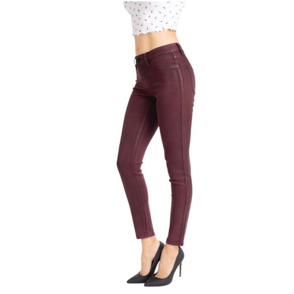 KanCan Mid Rise Coated Denim Ankle Skinny Jeans in Burgundy - Sz 11/29 - NWT - Picture 3 of 9